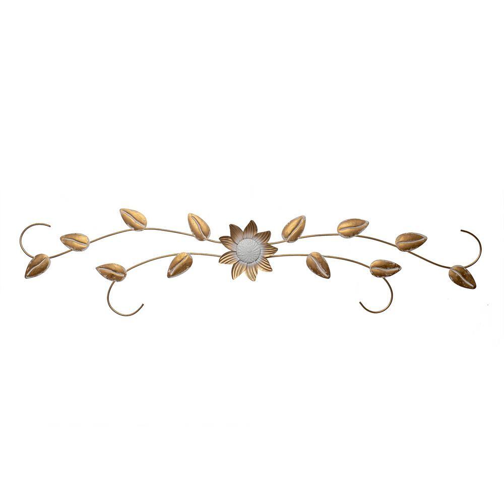Keyes Gold and White Floral Metal Wall Art, 39.5 in