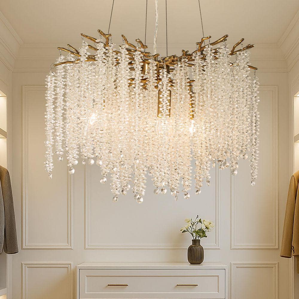 アンティーク調 4灯シャンデリア TIP6450 ALOA DECOR 4-Light 20 in Modern Antique Brass Crystal Chandelier