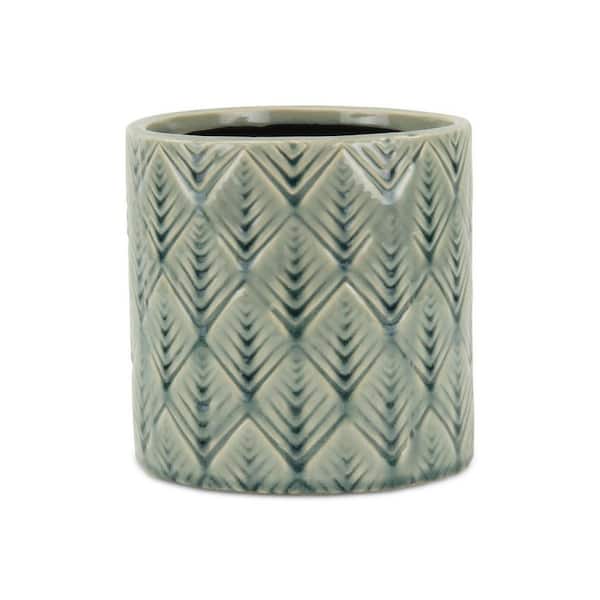 6.25 in. x 6.25 in. Green Indoor/Outdoor Ceramic Decorative Pots