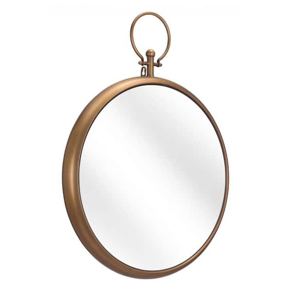 HomeRoots 20.5 in. x 27.4 in. Classic Irregular Framed Gold Vanity Mirror