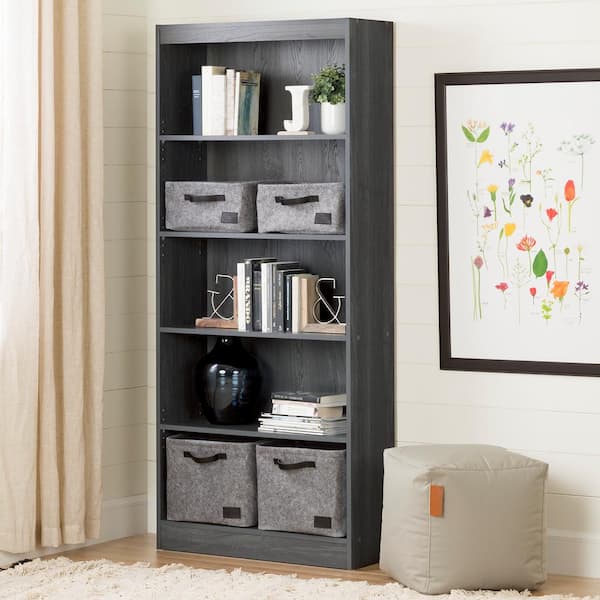 South Shore Axess 68.75 in. Tall Gray Oak Particle board 5-Shelf