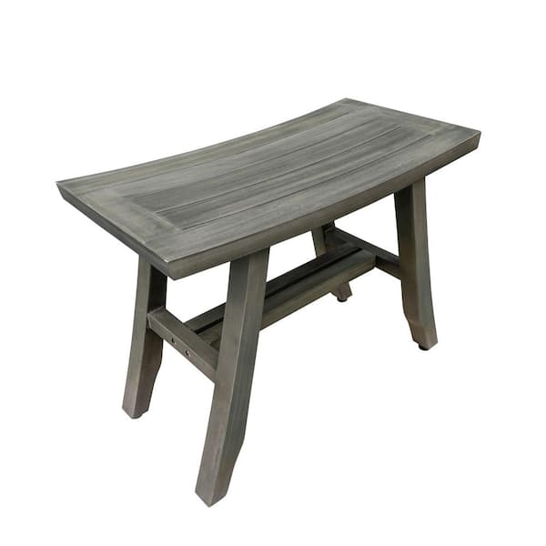Coastal Vogue Satori 24 in. W x 12 in. D Teak Adjustable Shower Seat in Gray