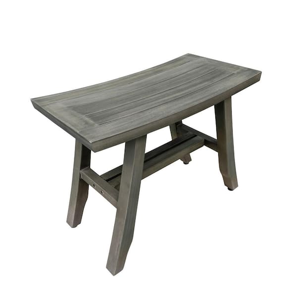 CoastalVogue Satori 24 in. W x 12 in. D Teak Adjustable Shower Seat in Gray