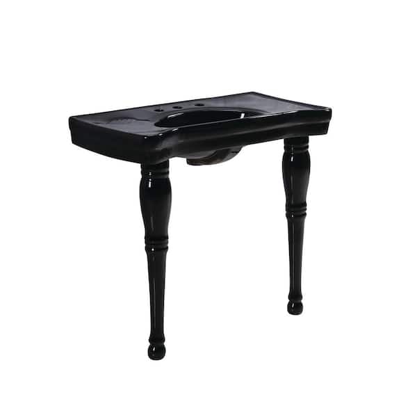 Kingston Brass Console Table and Pedestal Legs Combo in Black