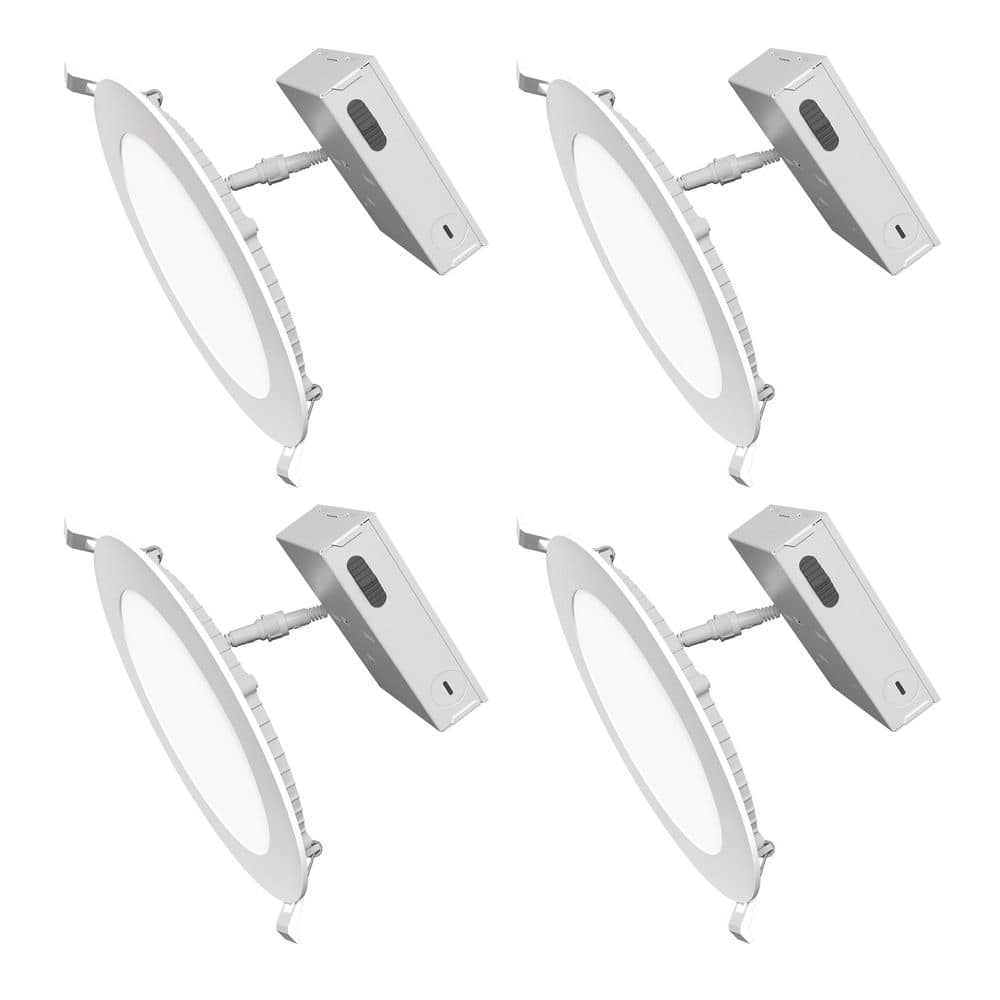 6 in. 850 Lumens Selectable  CCT White Integrated LED Canless Recessed Light Trim Kit with Motion Night Light (4-Pack) price history on PriceWatchPro
