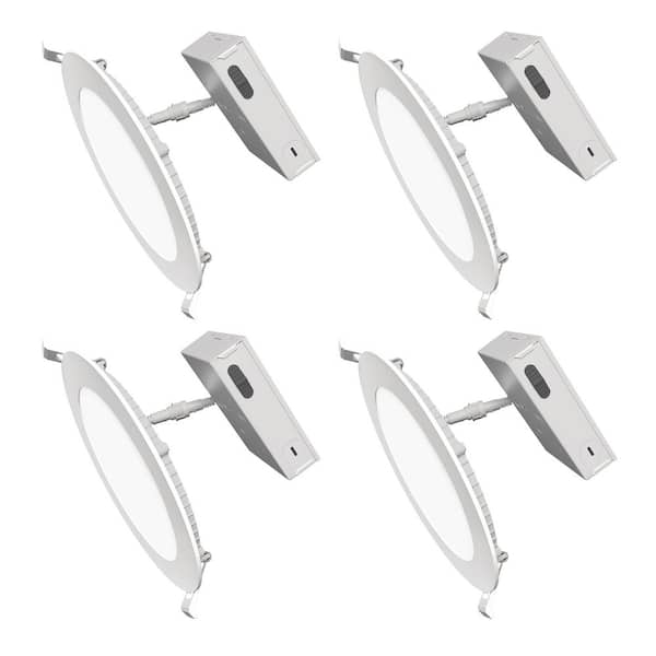 6 in. 850 Lumens Selectable  CCT White Integrated LED Canless Recessed Light Trim Kit with Motion Night Light (4-Pack)