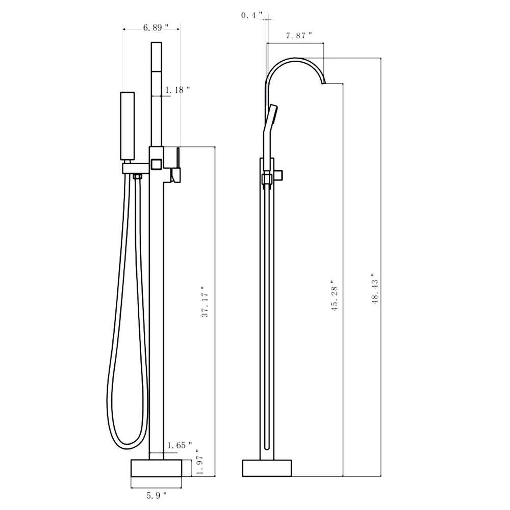Matte Black Freestanding Floor Mount Tub Faucet with Hand Shower