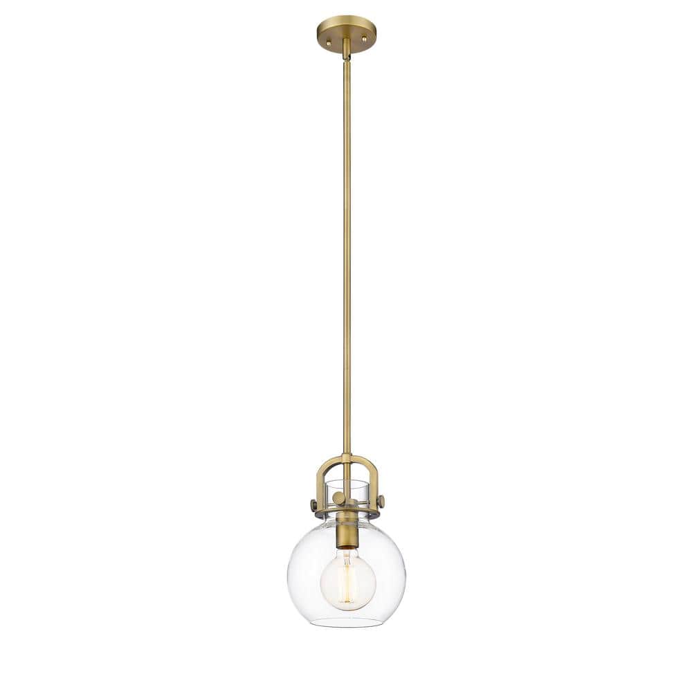 Newton Sphere Brushed Brass and Glass Globe Pendant Light