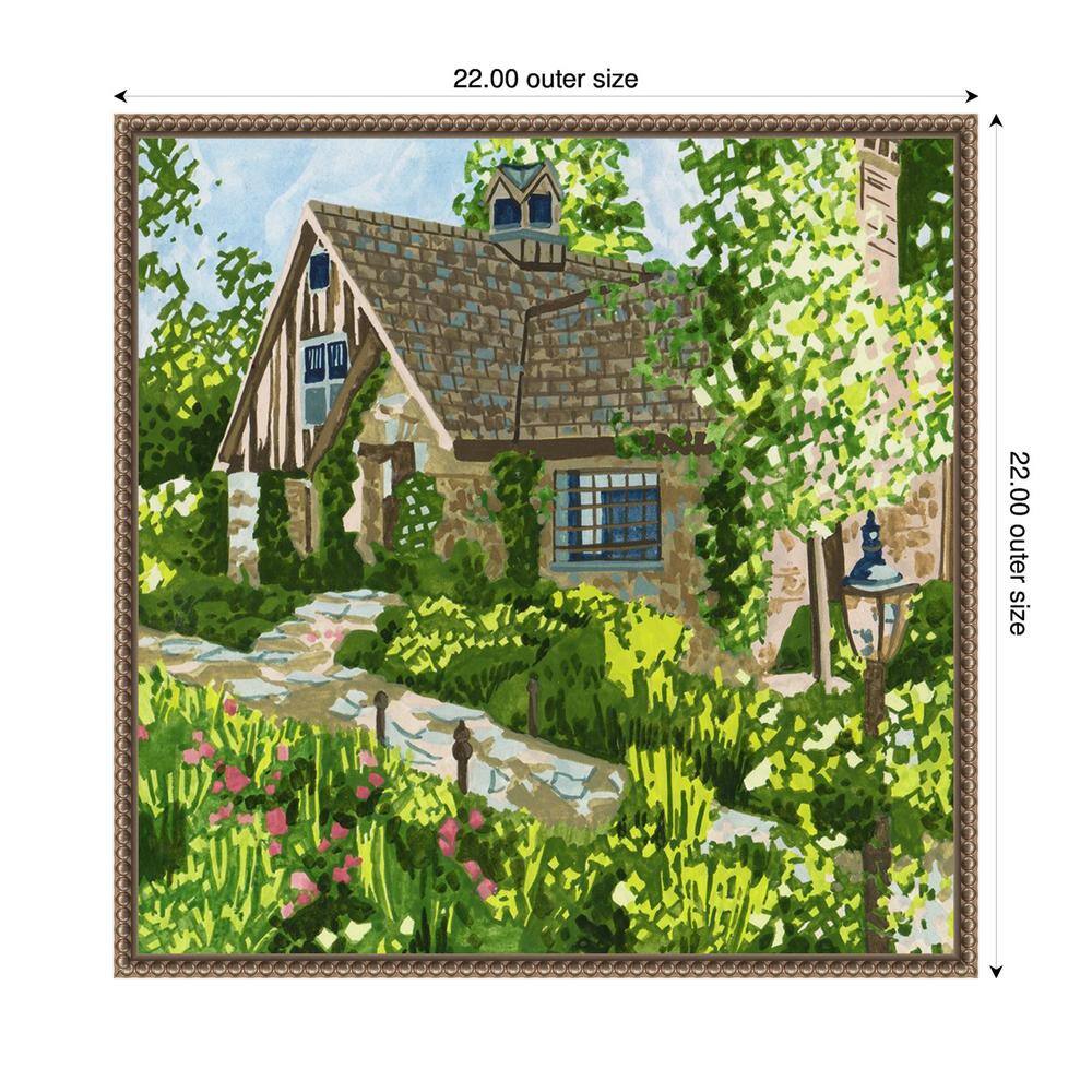 Melissa Wang Bronze Framed Cottage Garden Canvas Print