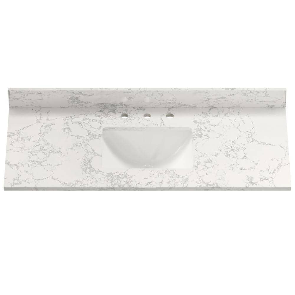 49 in. W x 22 in. D Engineered Stone Composite White Rectangular Single Sin