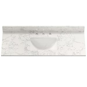 49 in. W x 22 in. D Engineered Stone Composite White Rectangular Single Sink Bathroom Vanity Top in Carrara White-3 Hole