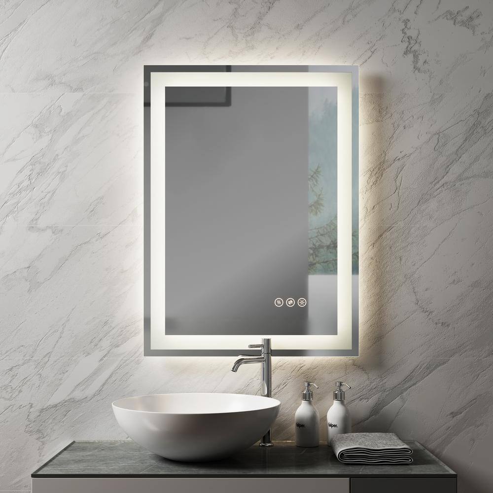 20 in. W x 28 in. H Rectangular Frameless LED Light WallBathroom Vanity Mirror with Anti-Fog in Black price history on PriceWatchPro