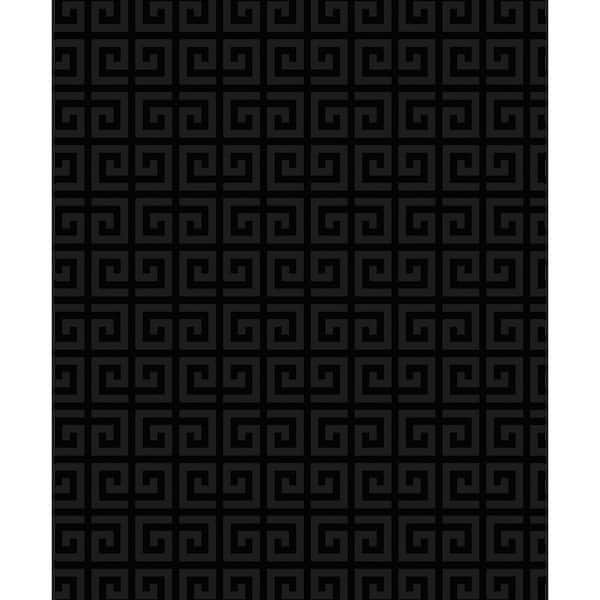 Seabrook Designs 57.5 sq. ft. Metallic Onyx Major Greek Key Unpasted ...