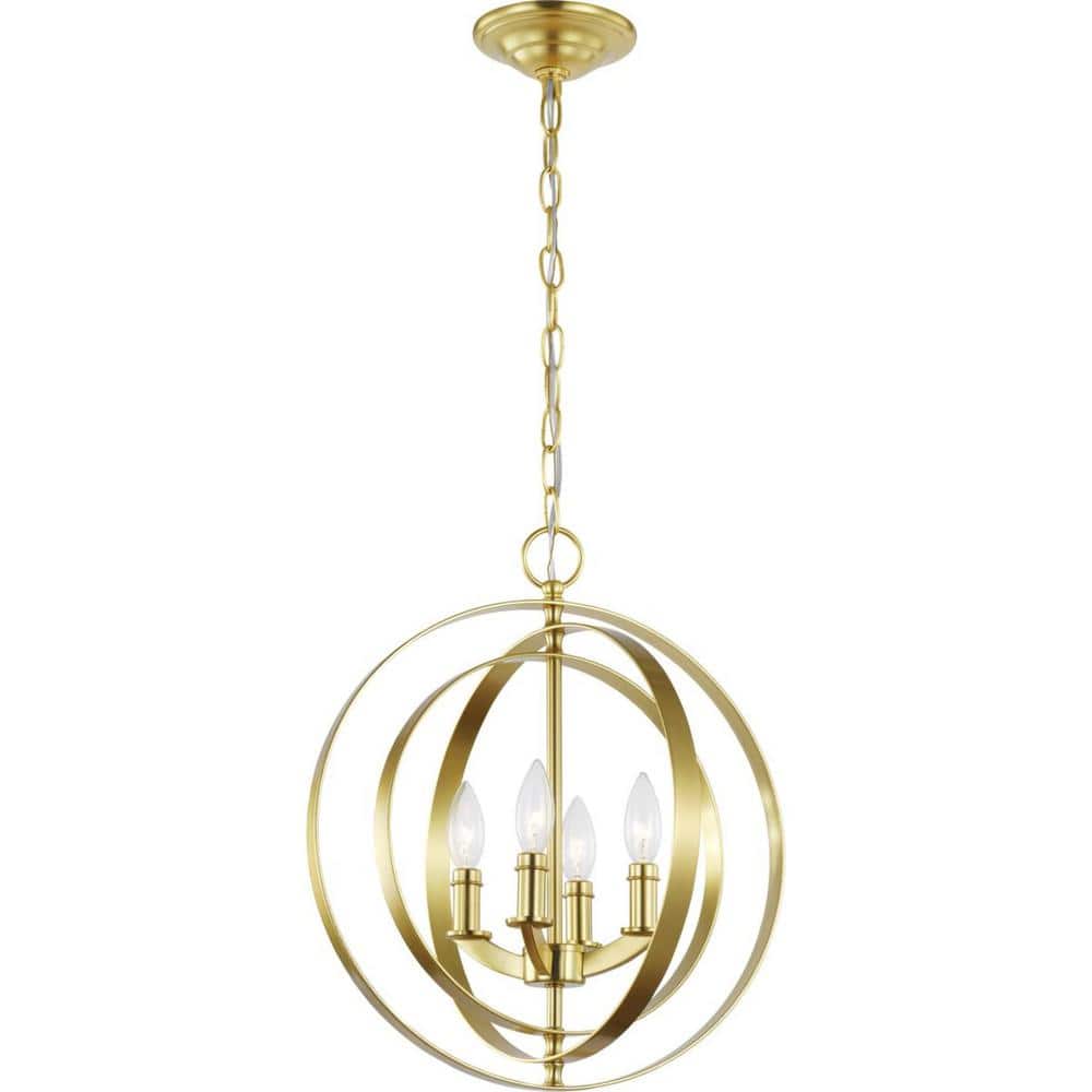 Equinox 16'' Satin Brass Globe Pendant Light with Crystal Accents