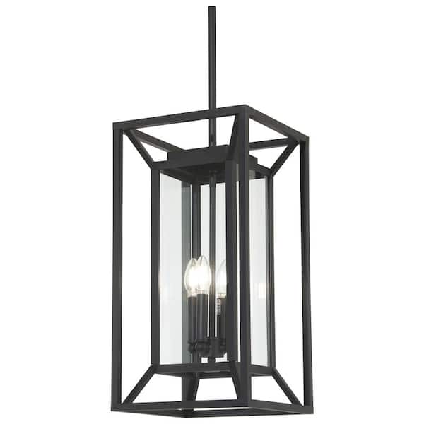 The Great Outdoors Harbor View 22 in. 4-Light Black Outdoor Pendant Light with Clear Glass and No Bulbs Included