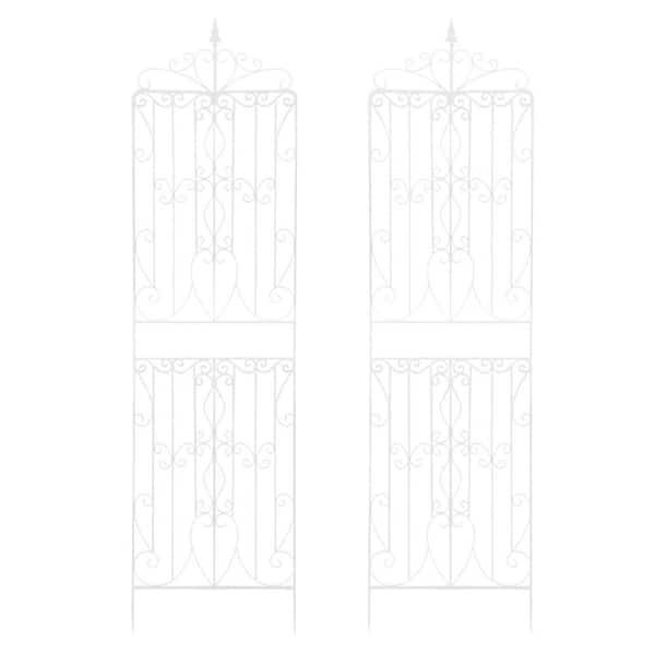 White 93.3 in. Metal Iron Plant Trellis Garden Trellises (Set of 2)