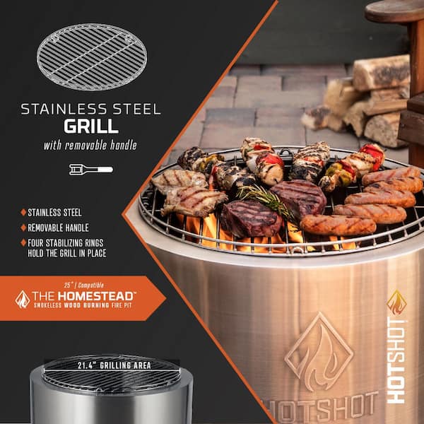Stainless Steel Grill Grate for HotShot Homestead Low Smoke 25 in. Fire Pit