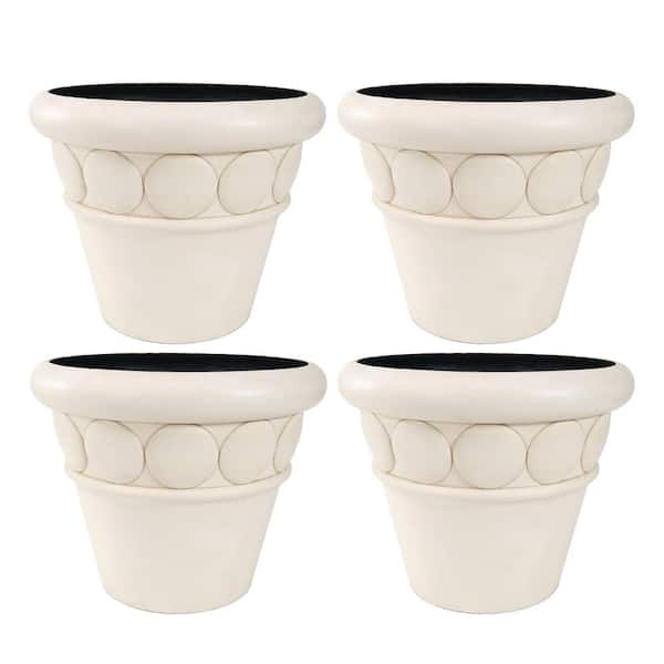 MPG 32 in. Dia Aged White Composite Commercial Planter (4-Pack)