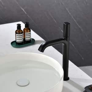 Single Handle Vessel Sink Faucet with Water Supply Hoses in Matte Black