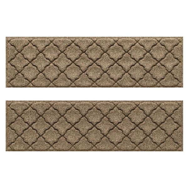 Waterhog Cordova Camel 8.5 in. x 30 in. PET Polyester Indoor Outdoor Stair Tread Cover (Set of 4)
