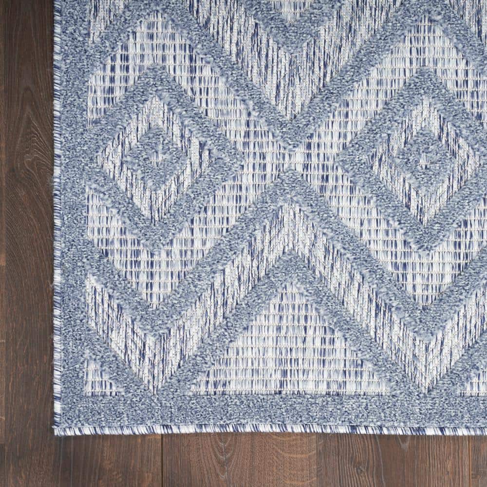Denim Blue Diamond 5' x 7' Easy-Care Synthetic Rectangular Rug