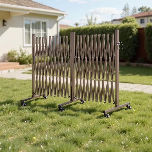 Double Expandable Barricades, 322.05 in. L x 46.85 in. H Metal Expandable Security Barrier, 0-180° Rotatable Barricade
