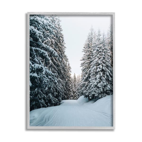 Stupell Industries Snowy Ski Slopes by Incado 1-Piece Framed Graphic Print Nature Poster Art Print 30 in. x 24 in.