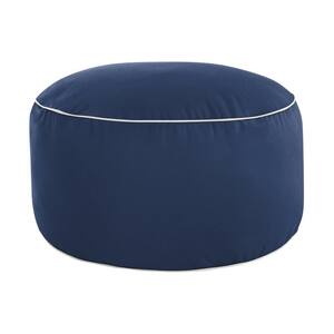 30 in. x 30 in. x 15 in. Sunbrella Canvas Navy and Ivory Round Outdoor Bean Pouf
