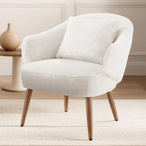 GRACE White Lint Fabric Barrel Chair