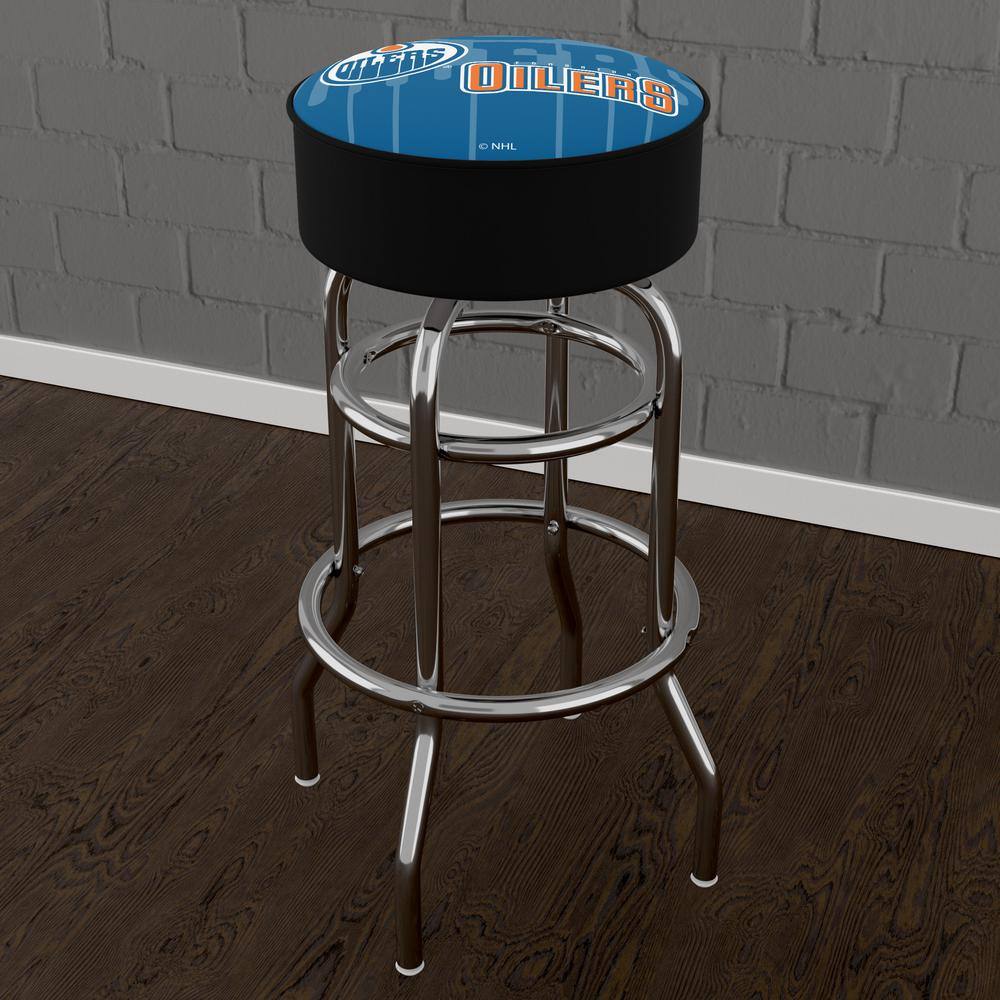 Edmonton Oilers Watermark 31 in. Blue Backless Metal Bar Stool with