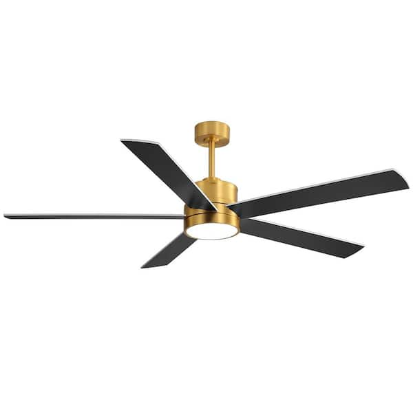 Breezary Radar 65 in. Integrated LED Indoor Gold Ceiling Fans with Light and Remote Included