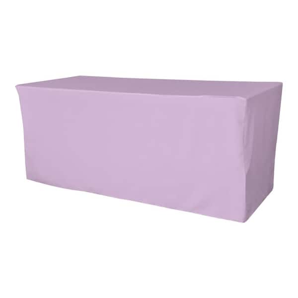 LA Linen 72 in. L x 24 in. W x 30 in. H Lilac Polyester Poplin Fitted Tablecloth