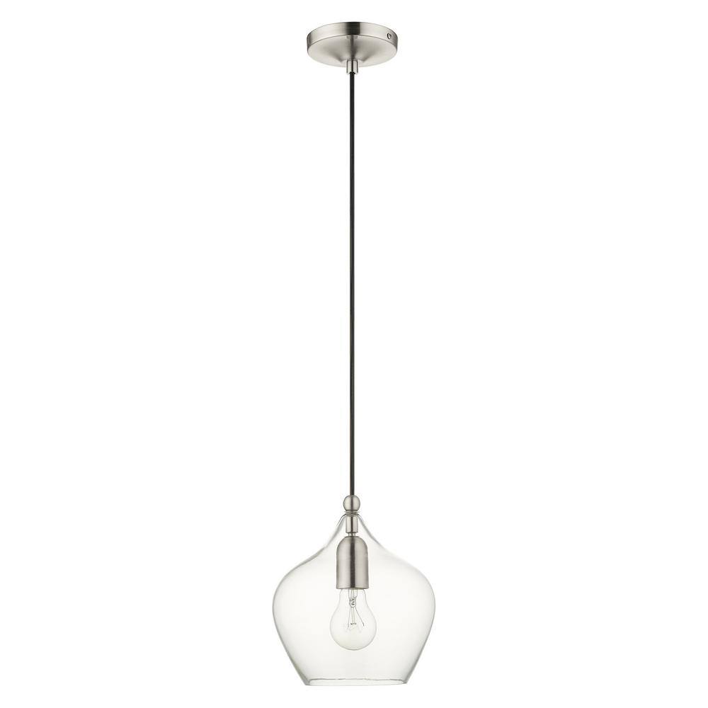 Aldrich Mini Indoor/Outdoor Clear Glass LED Pendant in Brushed Nickel