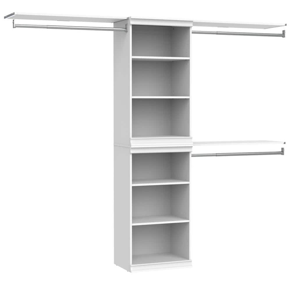 Modular Storage 73.38 in. to 93.43 in. W White Reach-In Tower Wall Mount 8-Shelf Wood Closet System price history on PriceWatchPro