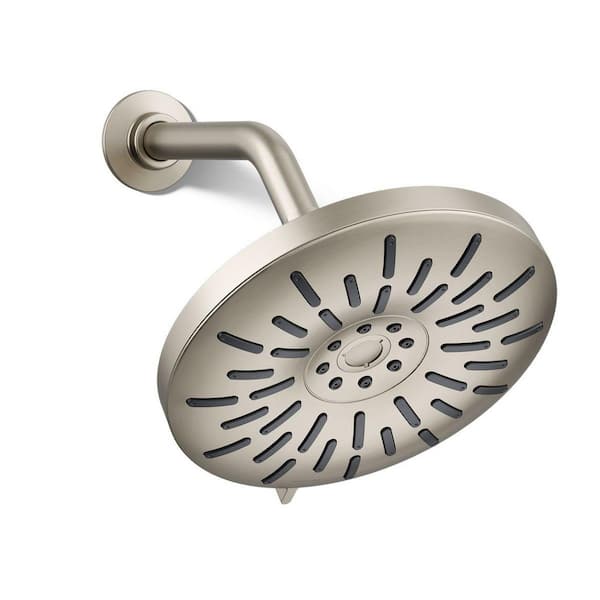 KOHLER Bellerose 3-Spray Patterns 1.75 GPM 8 in. Wall Mount Fixed Shower Head in Vibrant Brushed Nickel