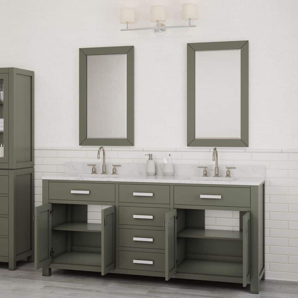 Madison 72" Glacial Green Double Sink Vanity with Marble Top