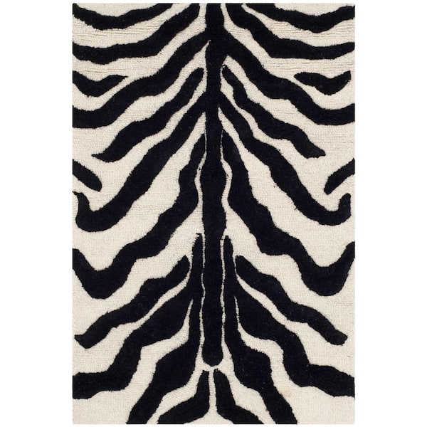 Black and White Leopard Print Accent Rug