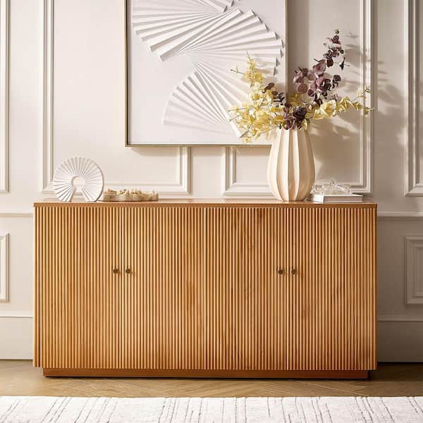 JAYDEN CREATION Lucy Teak 63 in. Wide 4-Door Wood Sideboard with