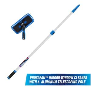 ProClean Indoor Window Cleaner and 6' Aluminum Telescoping Pole with Connect & Clean Locking Cone and Quick-Flip Clamps