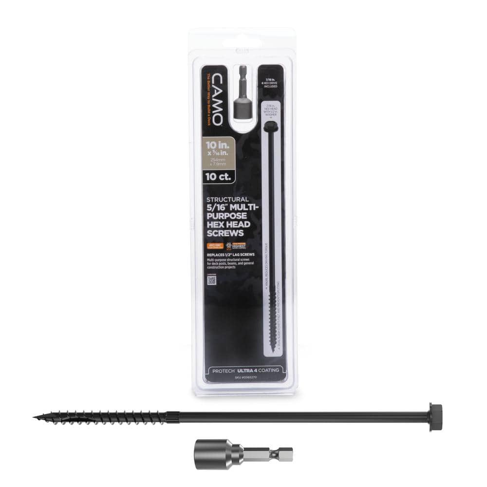 5/16 in. x 10 in. Hex Head Multi-Purpose Hex Drive Structural Wood Screw - PROTECH Ultra 4 Exterior Coated (10-Pack) price history on PriceWatchPro
