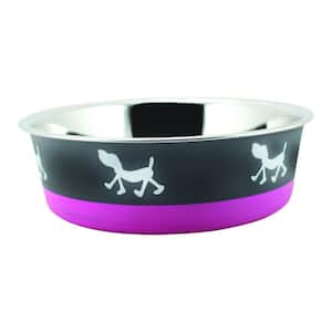 Bonded Fusion Large Base Modern Stainless Steel Pet Bowl in Pink