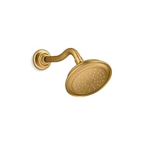 Artifacts 1-Spray Patterns 1.75 GPM 6 in. Wall Mount Fixed Shower Head in Vibrant Brushed Moderne Brass