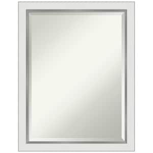 Medium Rectangle Satin Silver MetallicWhite Beveled Glass Modern Mirror (27 in. H x 21 in. W)