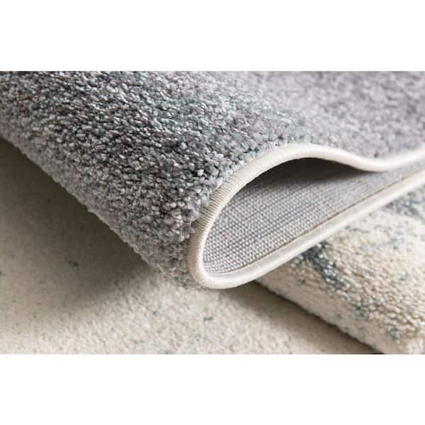 Nova Blue White, 2 ft. x 14 ft. Scandinavian Indoor Contemporary Runner Rug