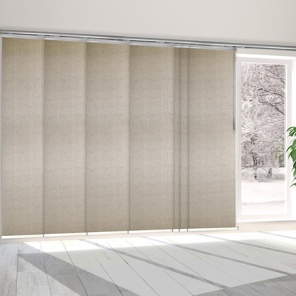 EMOH Azalea 110 in. - 153 in. W x 94 in. L Adjustable 7- Panel White Single Rail Panel Track with 23.5 in. Slates