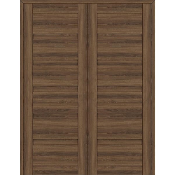 Belldinni Louver 48 in. x 79.375 in. Both Active Pecan Nutwood Wood Composite Double Prehung Interior Door