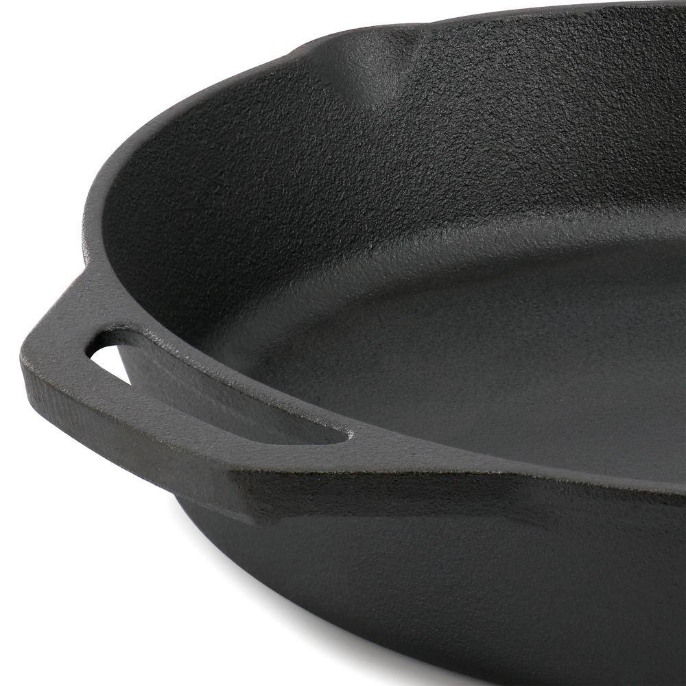 12 Inch Black Cast Iron Skillet with Glass Lid and Accessories