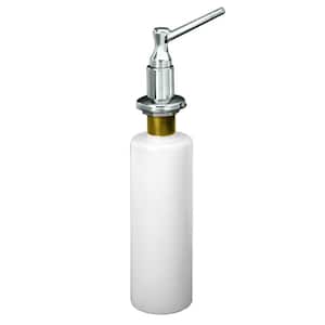 Kitchen Sink Deck Mount Liquid Soap/Hand Sanitizer Dispenser with Refillable 12 oz Bottle, Polished Chrome