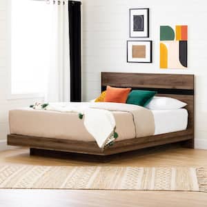 Flam Brown Particle Board Frame Queen Size Platform Bed With Headboard Kit