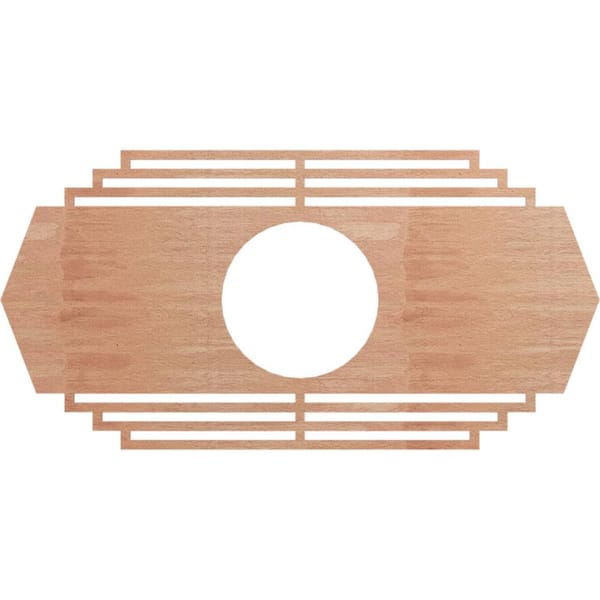 Ekena Millwork 40 in. x 20 in. x 1/4 in. Chrysler Wood Fretwork Pierced Ceiling Medallion, Cherry